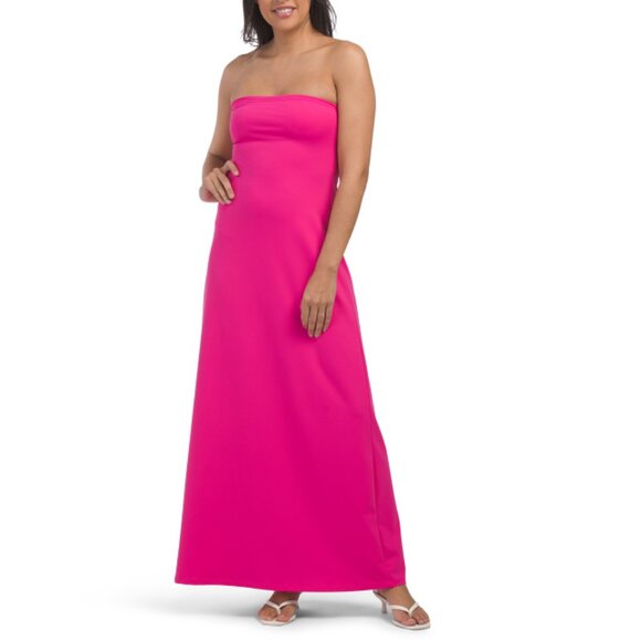SUSANA MONACO Punch Pink Made In Usa Tube Maxi Dress - Picture 1 of 2